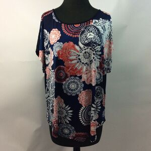 Surfer Line  3XL Blouse Red White Blue Floral